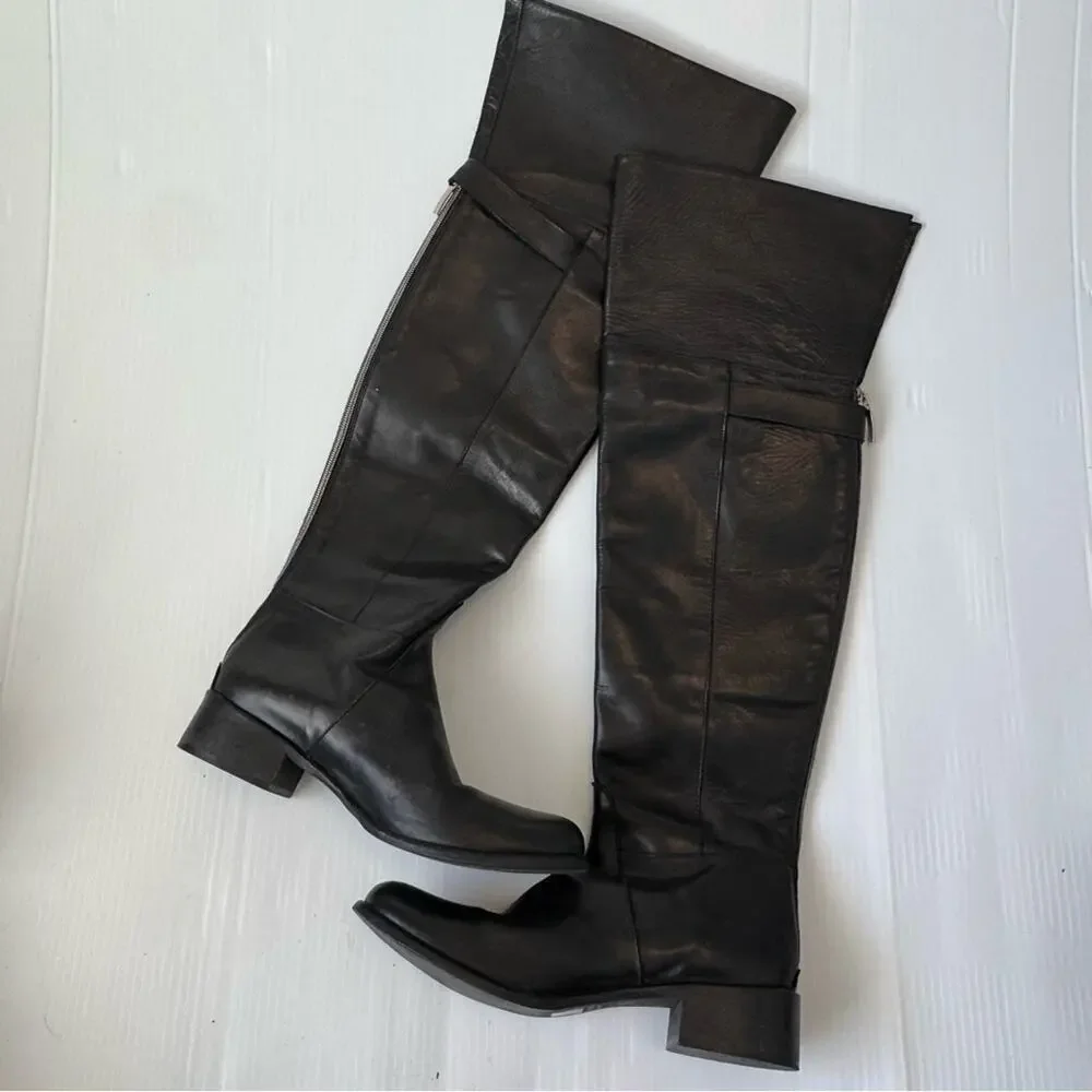 Stelle Monelle over the knee fold down black leather riding boots size 39 / 8.5